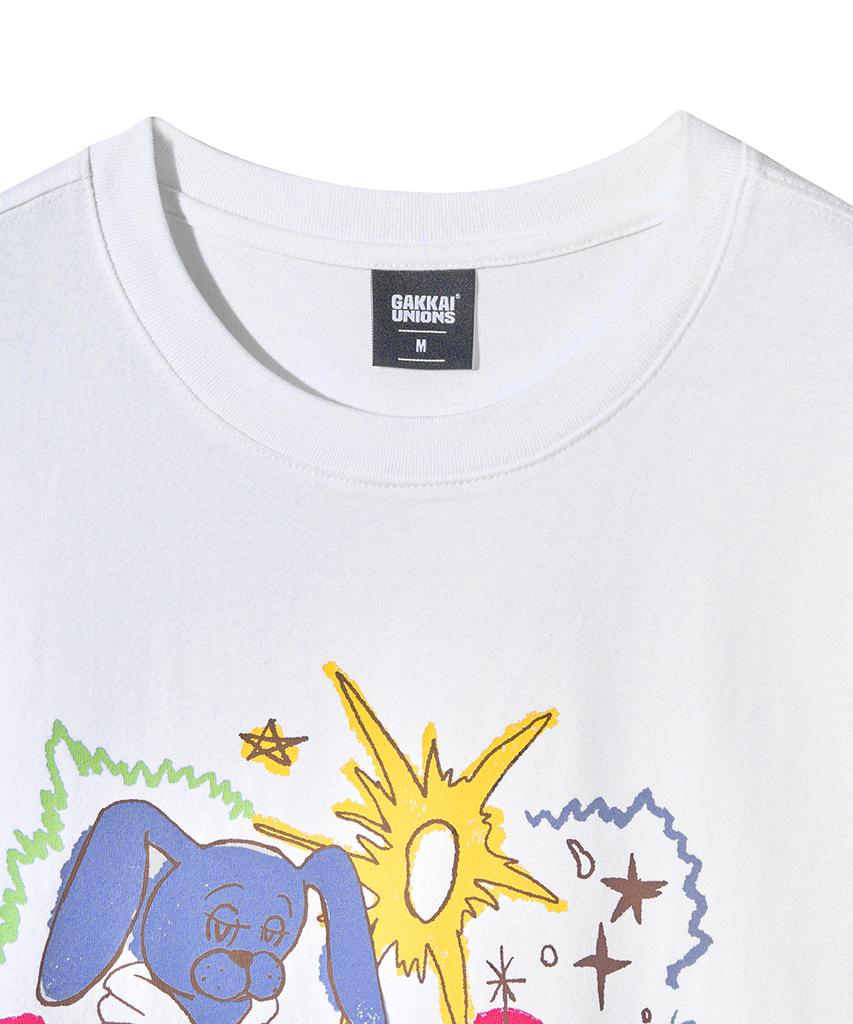 GAKKAI UNIONS Bunny Drawing Short Sleeve T-Shirt White