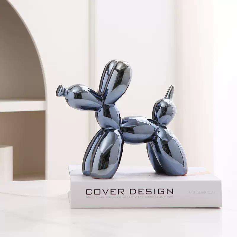 21cm Big Size Ceramic Balloon Dog Abstract Ornament Creative Sculpture Study Room Statue Home Office Accessories Decoration