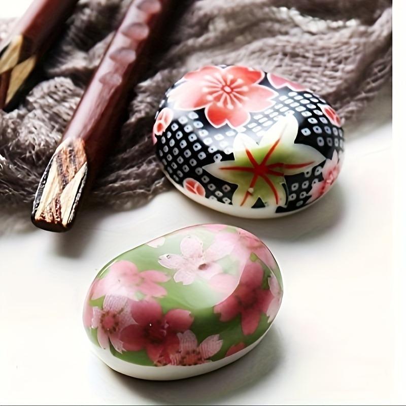 6PCS Floral Ceramic Chopstick Holder Suitable for Tableware and Decoration with Bright Floral Patternsperfect for Kitchen or Dining Table Accessories