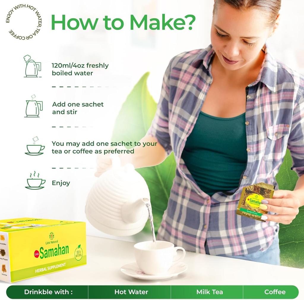 Link Natural Samahan Herbal Tea Bags 100 Count 4gm Each, Immune Support Wellness, Ceylon Spice Infusion For Cold Relief