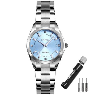 Silver Stainless Analog Brand Blue Ladies' Watch, Stylish, Steel, Waterproof, Business, Classic, Quartz, Name, Casual, Simple, Luxury, Gift,