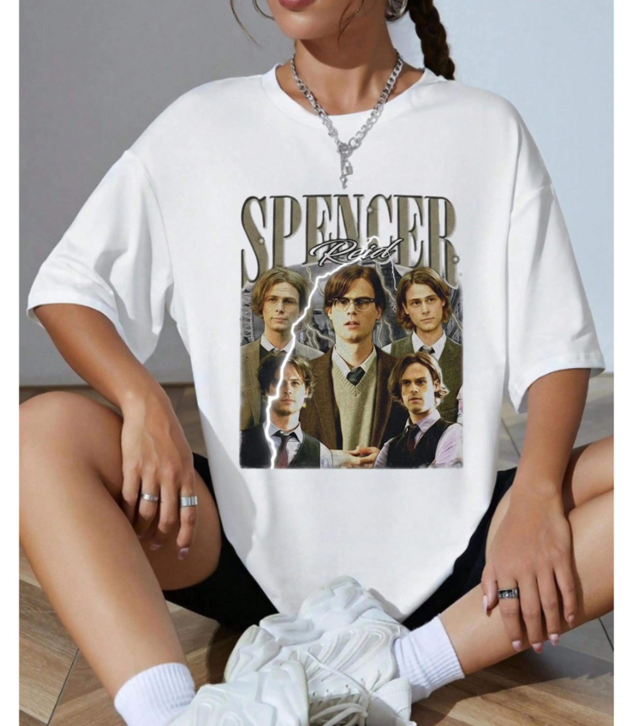 

Spencer Reid Retro Pattern Tshirt Mens Tshirt Summer New Style Unisex Casual Fashion Tshirt 4XL