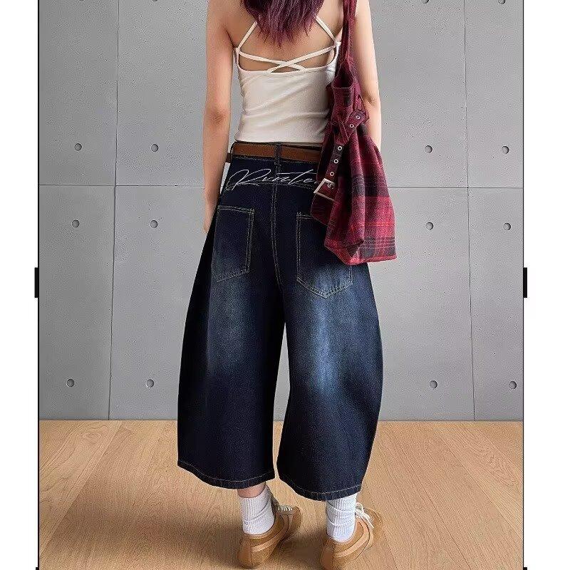 Baggy Denim Shorts Women Y2k Vintage Wide Leg Jorts Washed High Waist Streetwear Casual Fashion Loose Trousers