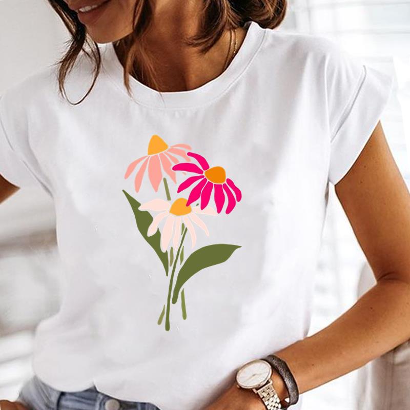 (Asian Size) sweet butterfly Lady o-neck T Shirt Clothing Short Sleeve T-shirts Printed Female Top Casual Fashion Women Graphic Tee
