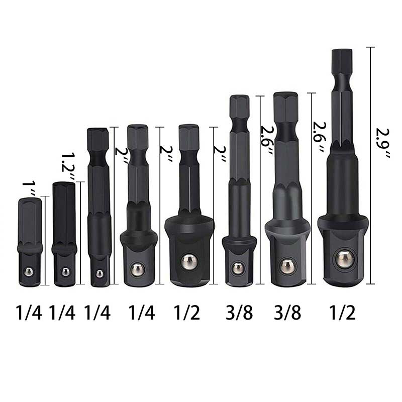 

Набор из 8 шт. Адаптер для торцевых головок Ударный Шестигранный хвостовик Сверло Удлинитель для электроинструмента 1/4 1/2 3/8