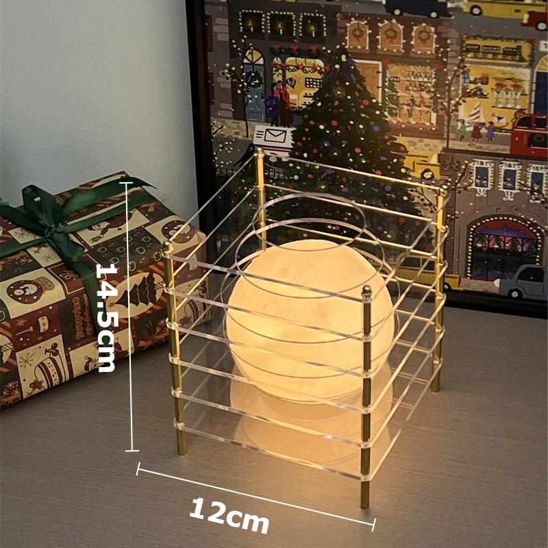 

Orange Acrylic Moon Table Lamp Minimalism Decor Gift Ornament Desk Lamp Nordic Bedroom Atmosphere Study Reading LED Warm Lights USB charge
