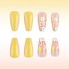 Square Press On Nails Flower Fake Nails Stick On Nails In 12 Sizes 24 Pcs French Nails Tips for DIY Nail Art Decorations