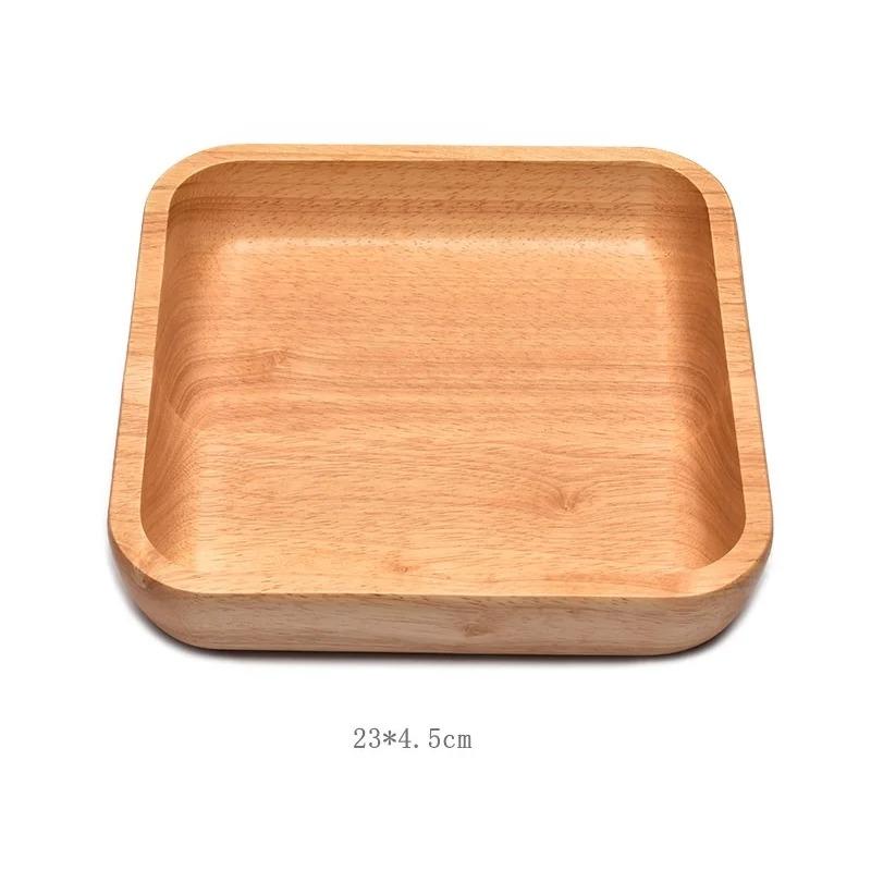 Square Wooden Fruit Salad Bowl Plate Dried Fruit Cake Snack Plates Retro  Tableware Simple Tea Tray Dessert Snack Plate