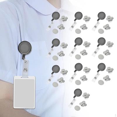 10 Pieces Retractable ID Holder Keyring DIY Buckle Portable Nurse Reel for Worker Teacher