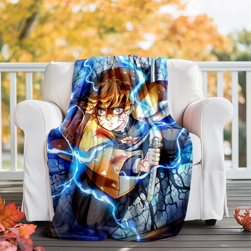 1pc Agatsuma Zenitsu (6) Theme Blanket - Digital Print, Polyester, Cozy for All Seasons, Perfect for Outdoor, and Travel