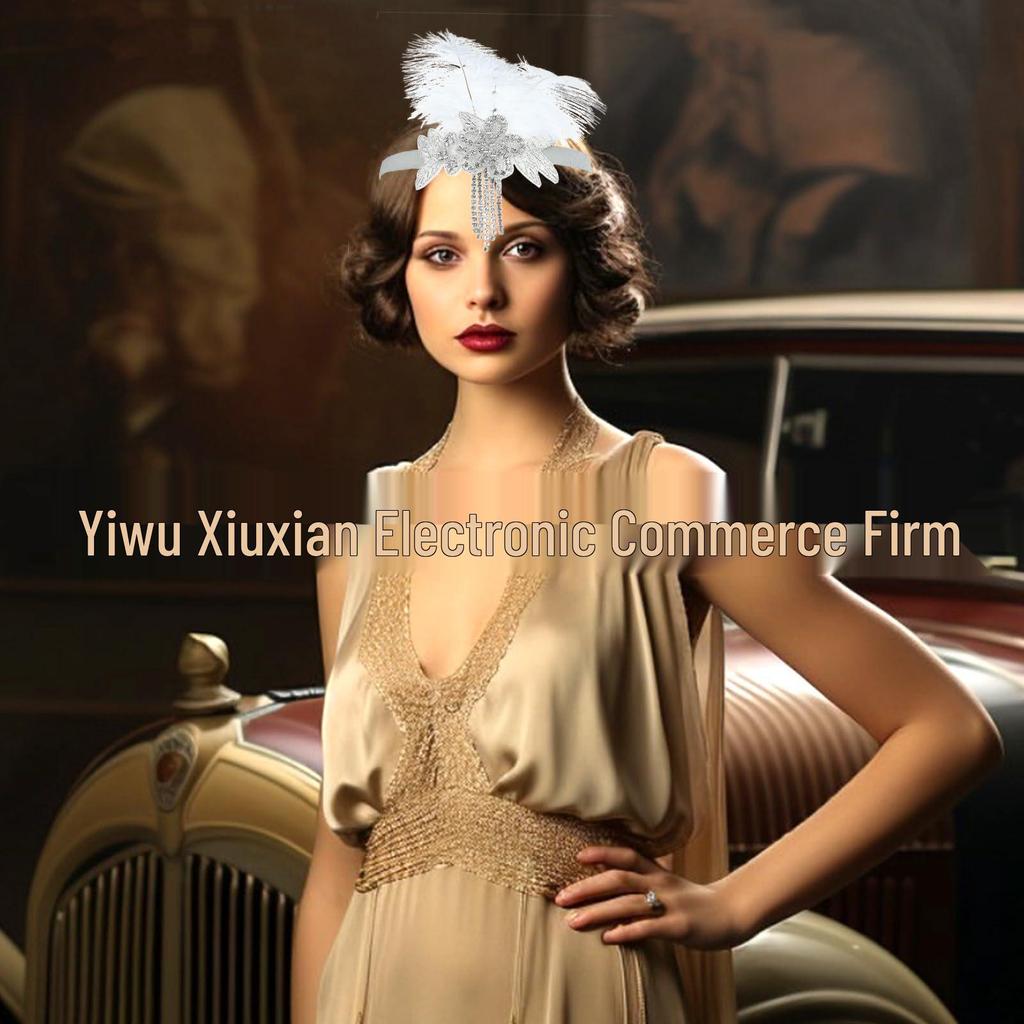 European Aristocratic Ostrich Feather Headband for Fashion and Bridal Occasions