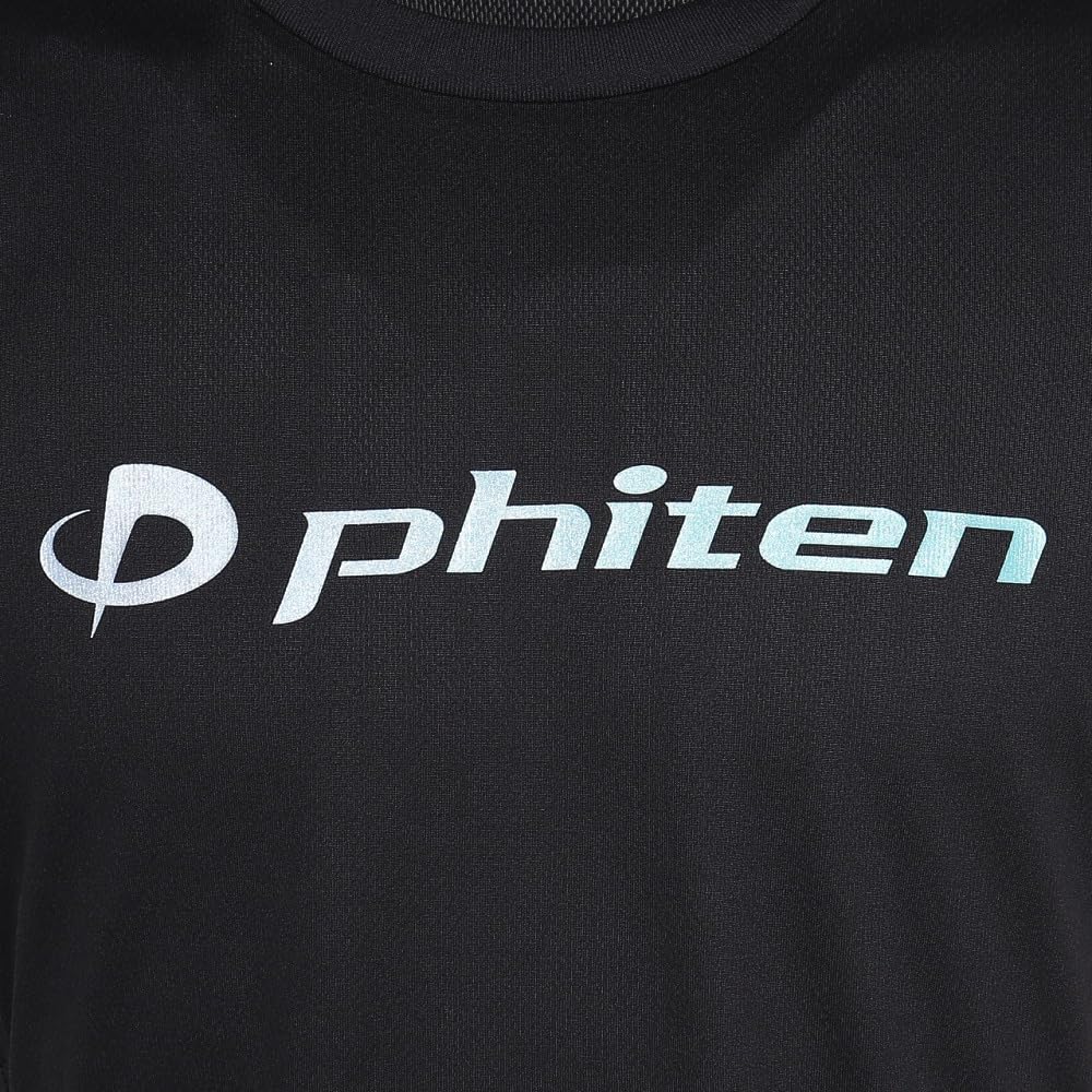 Phiten Volleyball Short Sleeve T-Shirt with Glitter Gradient, Black/Blue, Size L, Men's and Women's, 3125JG66810