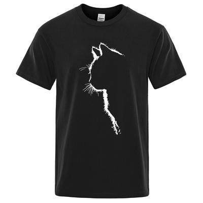 Erkekler için pamuklu t-shirt Baskılı Serin Kedi Hayvan T Shirt Yaz kısa kollu tişört Erkek Hip Hop streetwear Tees Tops Komik