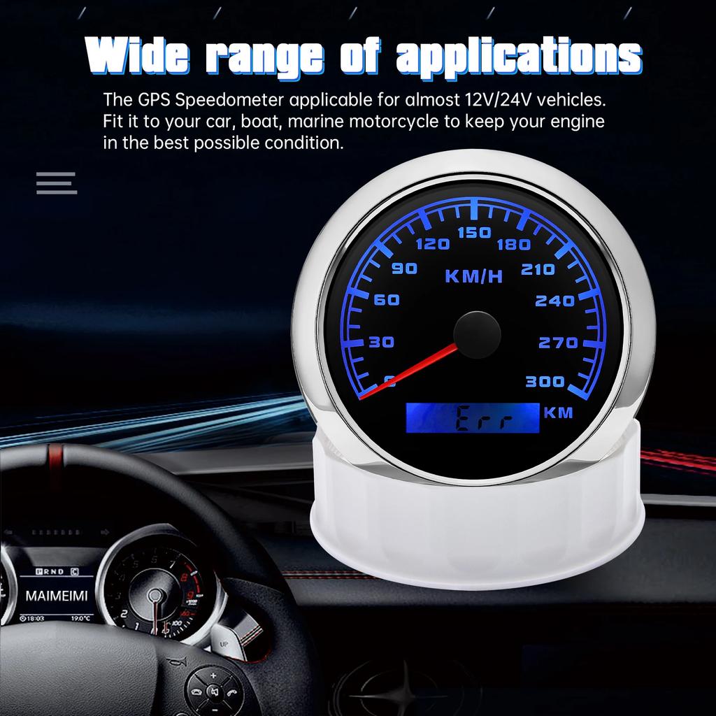 HD 7 Color Backlight Waterproof 300KM/H 85MM GPS Speedometer Gauge Universal Boat Car Odometer Speed Gauge WIth GPS Antenna