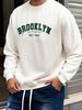 Men's Fashion Creative Design Brooklyn Letter Print Sport Casual Commuter Versatile Long Sleeve Crew Neck Sweatshirt