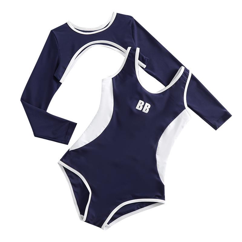 2025 New Style Girls' Long Sleeve Sun Protection One-Piece Swimsuit for Middle & Big Children – High-End Professional Sportswear