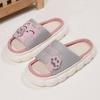Linen Casual Slippers Women House Platform Cute Cartoon Cat Designer Shoes Girls Flat Elegant Footwear Indoor Large Size