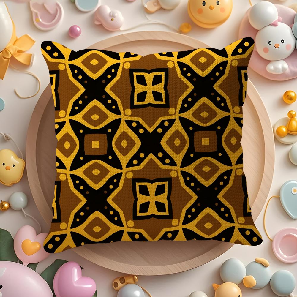 Luxury Golden Pattern Cushion Cover DoubleSided Printed Organic Linen Pillow Cover Decorative for Sofa Home