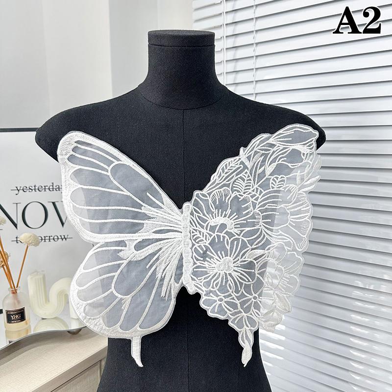 Grandes Appliqués Brodés Papillons Pour Vêtements Patchs Tissu Dentelle Accessoires Pour Robe de Mariée Demoiselle d'honneur Décor DIY