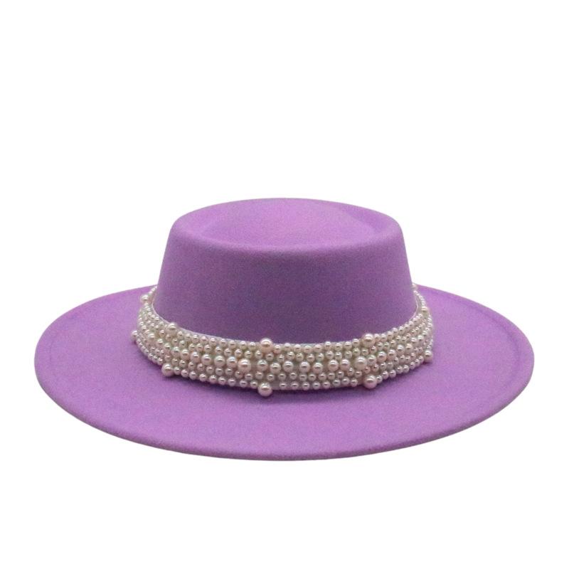 French Retro British Flat Top Top Hat Season Men'S And Women'S Hats Hepburn Face Small Felt Hat