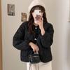 Women's Autumn Winter O Neck Long Sleeve Button Big Pocket Short Warm Parka Chic Jacket