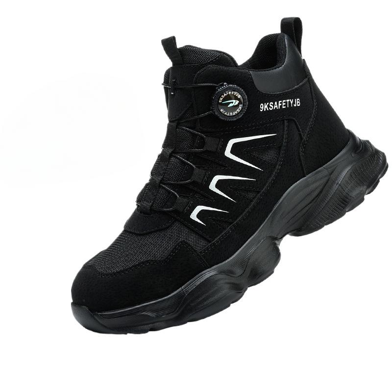 Fashion Rotary Buckle Men Work Boots Safety Steel Toe Safety Shoes Indestructible Shoes Anti-smash Puncture-Proof Work Shoes 37-48
