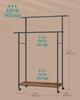 SONGMICS HOME Clothes Rack, Clothing Rack On Wheels, Portable Garment Rack, with 1 Clothes Hanging Rail, Matchstick-Shaped Hooks