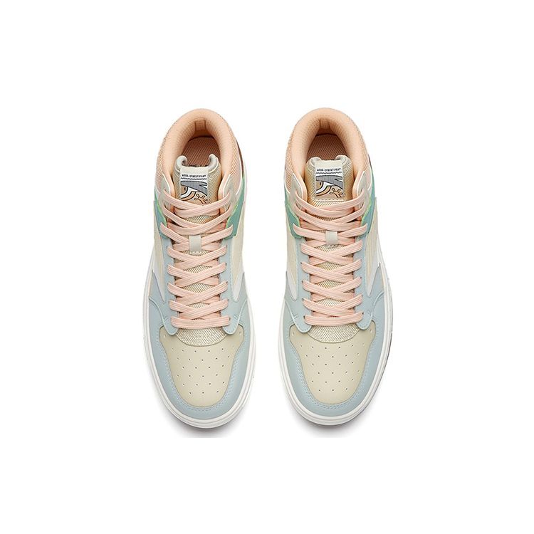 Anta Street Play Casual High-Top Skate Shoes Women Sneakers White Gray Pink 122238065-5