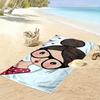 Cute Cartoon Girl with Hearts Beach Towel Quick-drying for Travel Outdoor Sports Jogging Beach and Swimming
