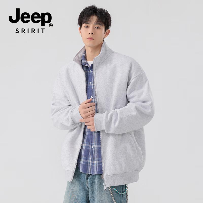 JEEP SPIRIT Men's Stand Collar Cardigan Sweatshirt