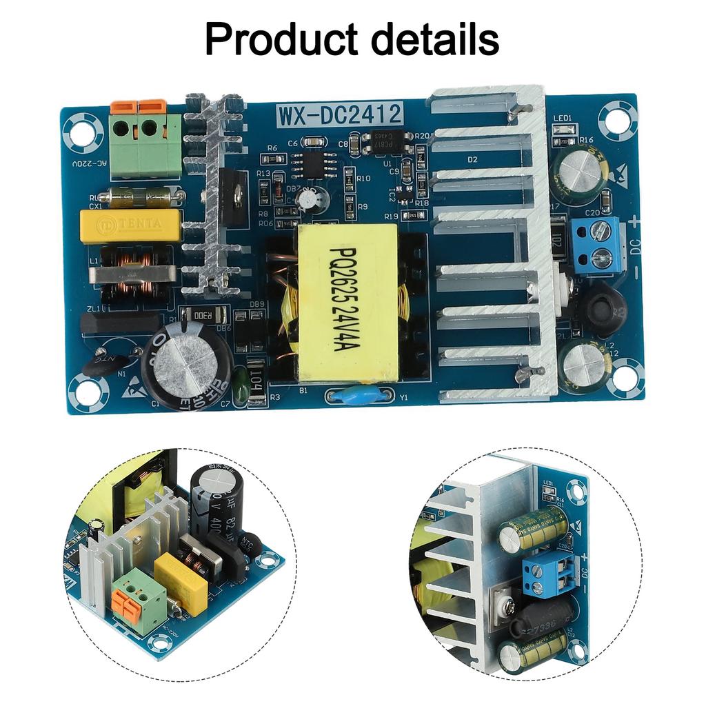 Industrial Metal Detector 24V 6A Adapter Power Module Adapter Robust Double-Sided PCB Short Circuit Protection