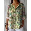 Fashion Summer Floral Printed Women Blouse V Neck Loose Casual Simple Office Shirt Ladies Summer Plus Size Holiday Sweet Short Sleeve Tops Clothes