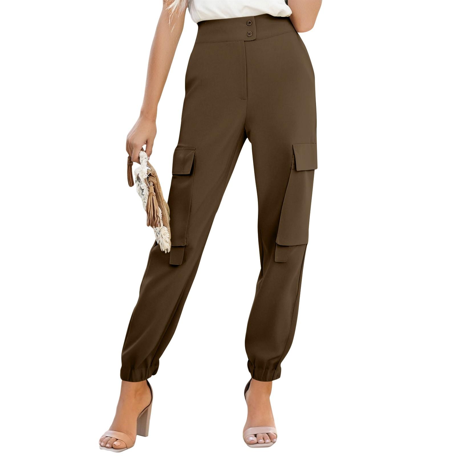 

Женские плиссированные брюки-карго для походов с карманами M коричневый