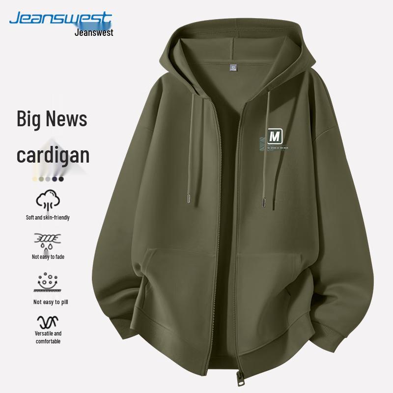 

JEANSWEST Men s Casual Hooded Zipper Sweatshirt L