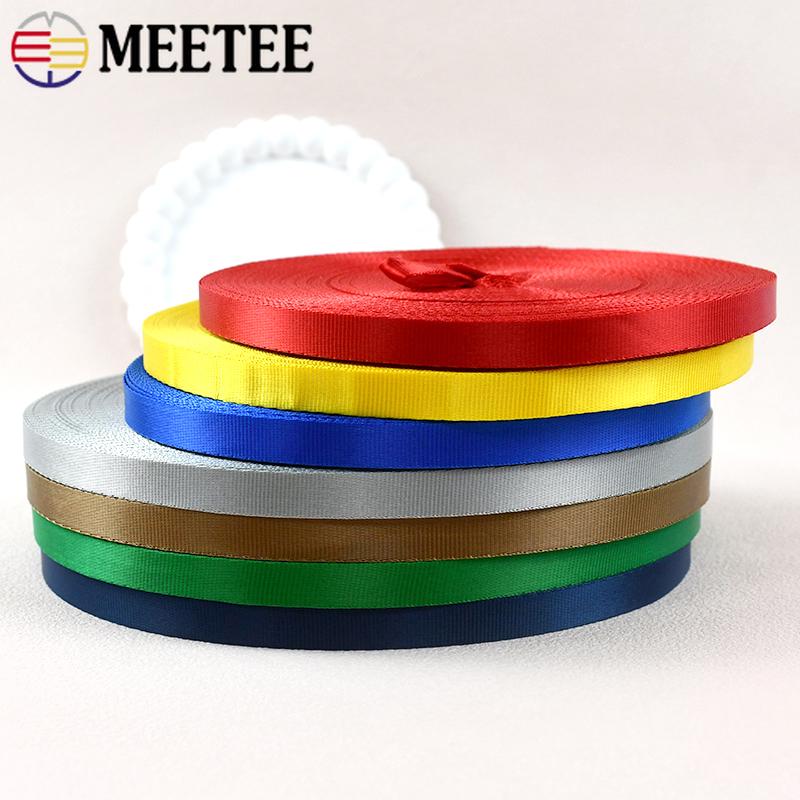 Meetee 45Meters 10mm Nylon Webbing Belt Straps Decorative Ribbon Band Lanyards Bias Binding Tape DIY Handmade Sewing Accessories