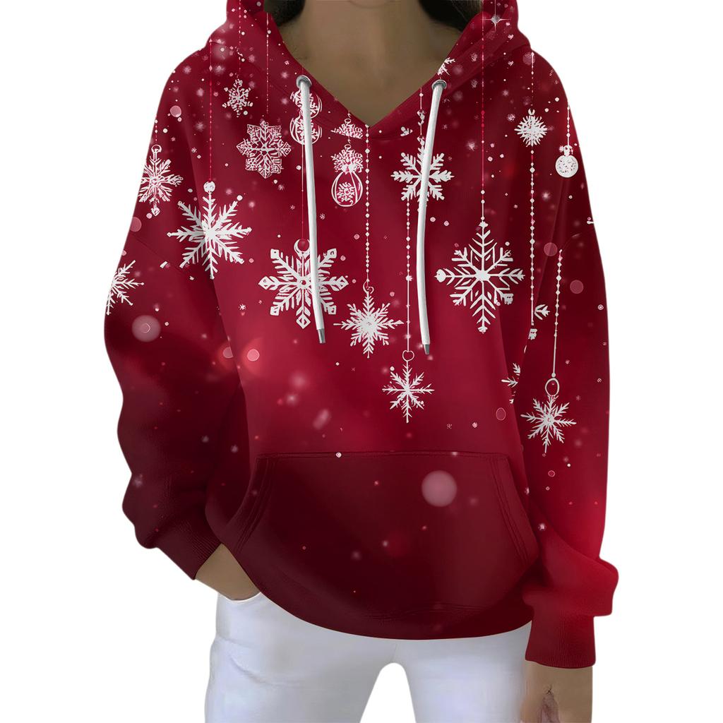 Women's Fashion Casual Hooded Loose Printed Long Sleeve Sweatshirt