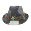 Premium American Jazz Hat Vacation Ethnic Style Top Hat Children'S Accessories Retro Western Denim Splicing Top Hat