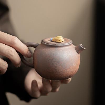 Old Rock Mud Ceramic Teapot Chinese Kung Fu Tea Set for Home Brewing Small Coarse Pottery Retro Style Single Pot Tea Maker