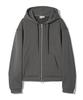 Partimento [Fleece-Lined] Crop Knit Zip-Up Hoodie Charcoal