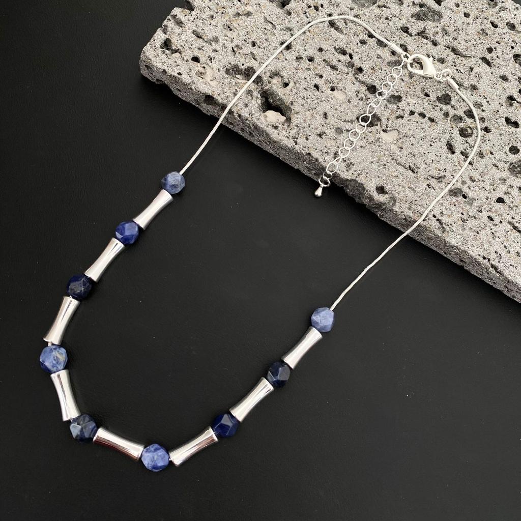 Natural Cut Crystal Bamboo Necklace Bracelet Set Fashion High-end Female Versatile Crystal Jewelry