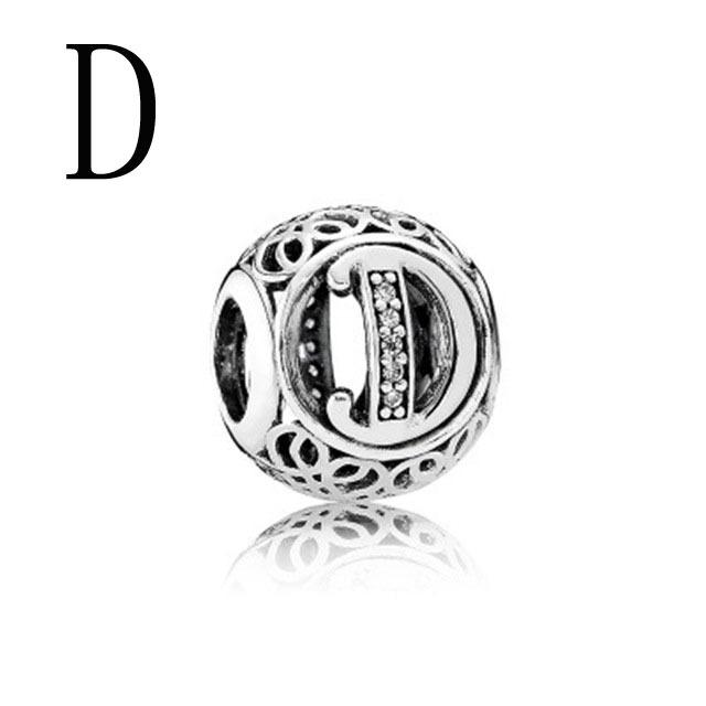 2022 New Openwork A -Z Letter Charm Diy Fine Beads Fit Original Fashion Charms Silver 925 Bracelet Jewelry For Women Men D009