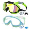 Children's Large Frame Swim Goggles with Nose Cover, Waterproof Anti-Fog, for Boys and Girls