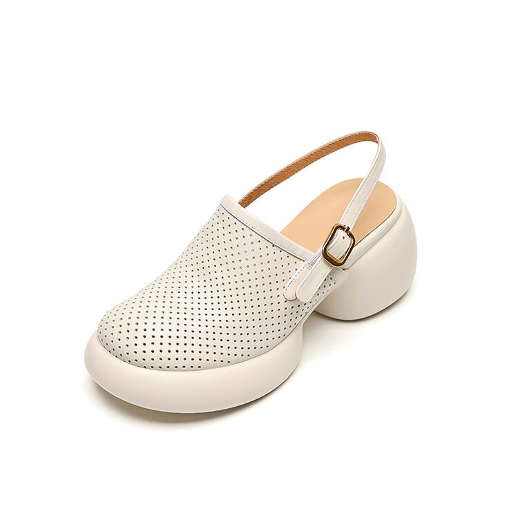 Fashion New Summer Sandals Round Toe Hollow Out High Heels Sandals for Women Handmade Platform Sandals Zapatos Mujer Chunky Heel Shoes