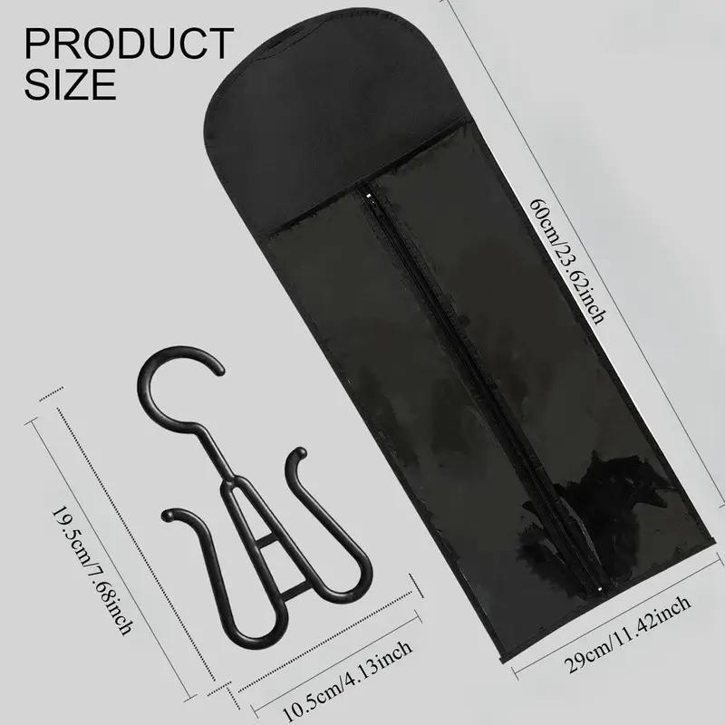 1 Set Perücken-Aufbewahrungstasche mit Kleiderbügel Haartaschen mit Kunststoff-Kleiderbügel für Haare Schwarzer Perücken-Organizer Kleiderbügel für mehrere Perücken