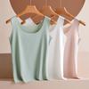 Dámské tílko z ledového hedvábí s kulatým výstřihem, bez rukávů, camisole top, základní letní top, ležérní cvičební trička