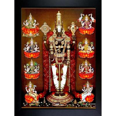 Divinità Eternità Spiritualità Tirupati Balaji Venkateswara Swamy Cornice Portafoto in Legno con Gancio a Parete, 1 Pezzo