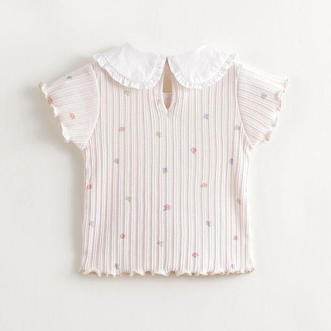 Girl Doll Collar Baby Short Sleeved Cute T-shirt Cotton Top Thin Summer Baby New Style