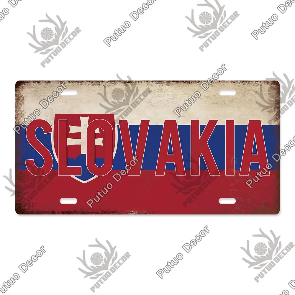 Putuo Decor National Flag Metal Sign Licenses Plate Plaque Metal Vintage for Garage Bar Pub Living Room Kitchen Wall Decoration