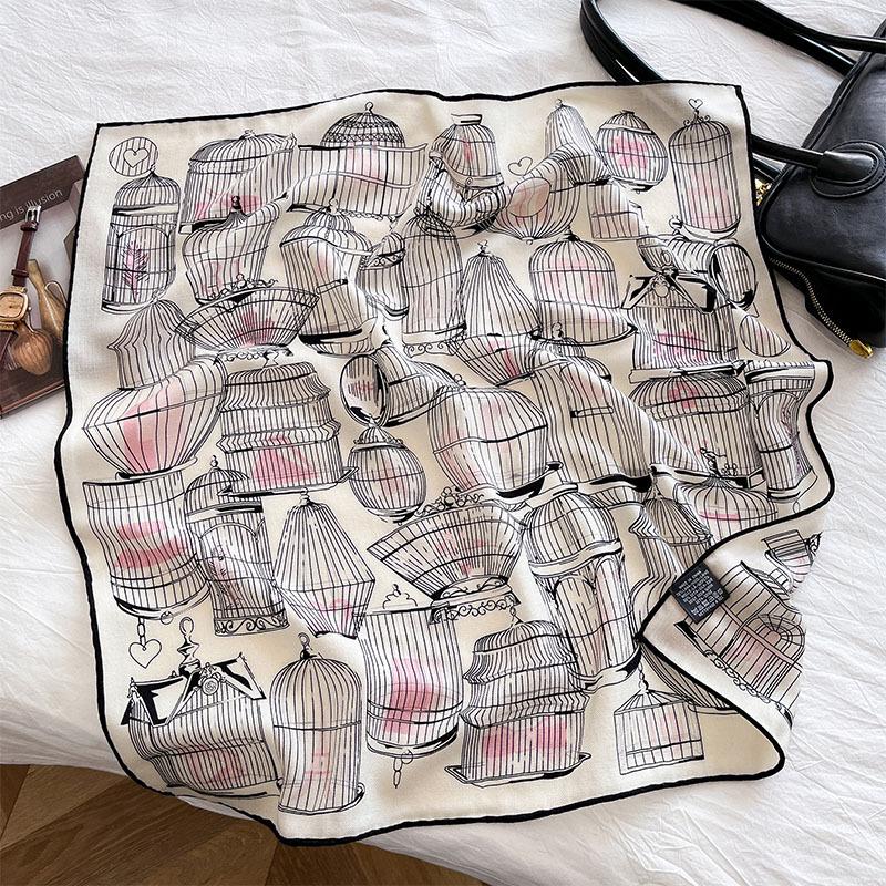 Niche fashion elegant silk wool square scarf 2025 new autumn and winter silk wool silk scarf double-sided silk wool scarf of the same color 65cm