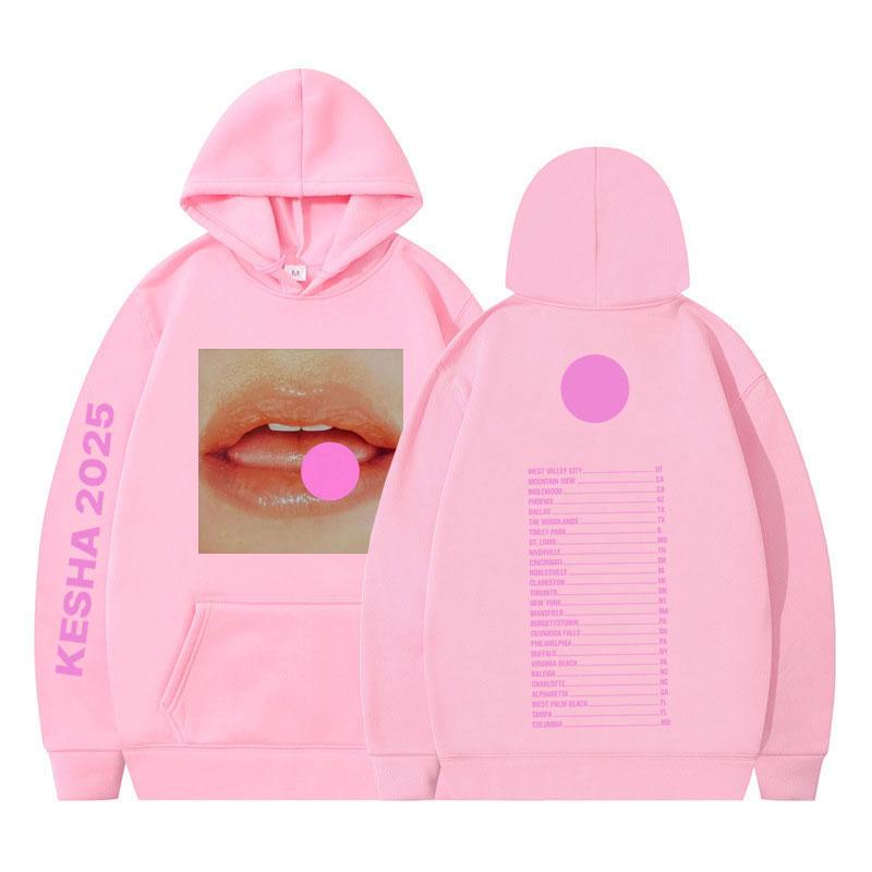 Tits Out Tour T-Shirt Kesha Sängerin Print Hoodie Herren Damen Ästhetischer Pullover Lässig Langärmlig Locker Lässig Übergroße Sportbekleidung